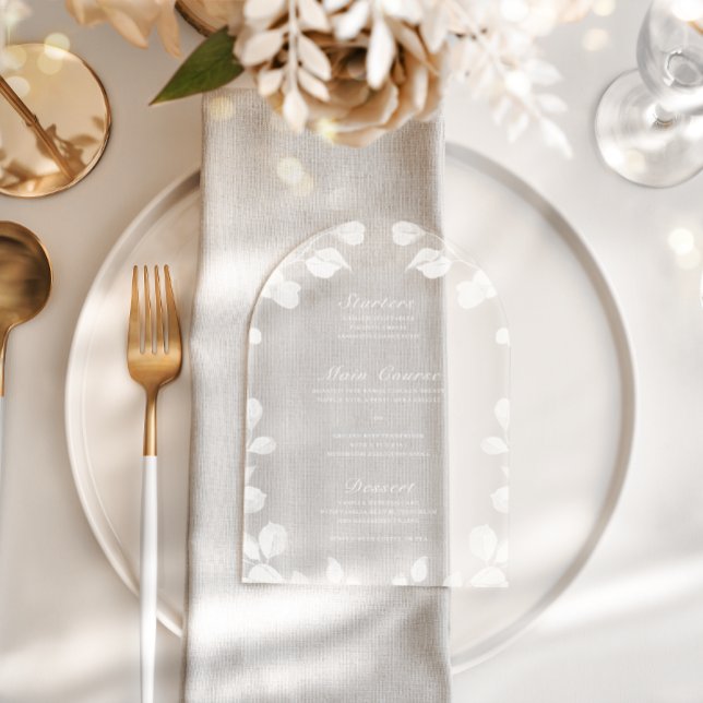 Elegant Botanical Acrylic Wedding Reception Menu Acrylic Invitations (Creator Uploaded)