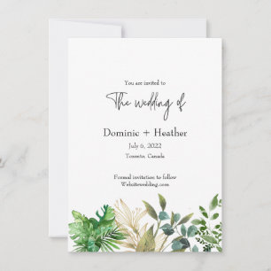 Elegant Botanical and Photo Wedding Invitation