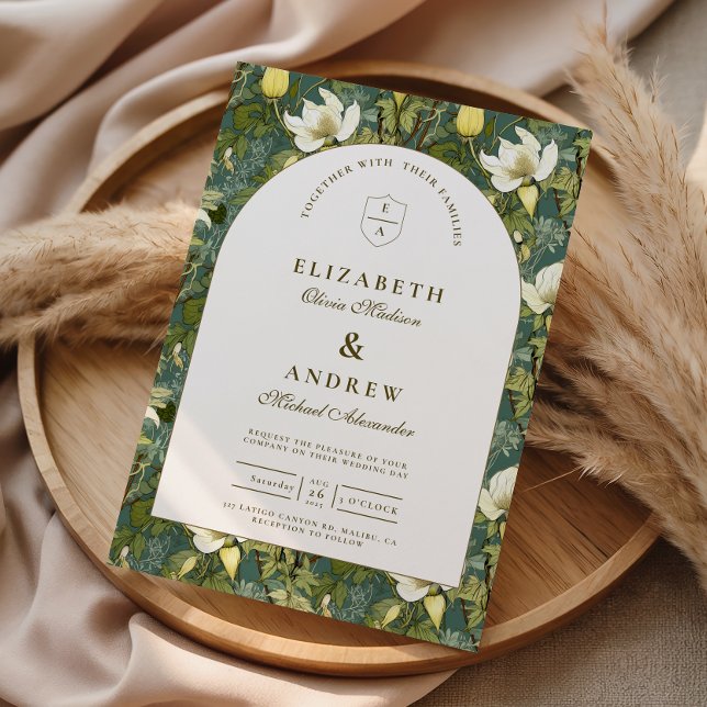 Elegant Botanical Arch Garden Wedding Invitation (Creator Uploaded)