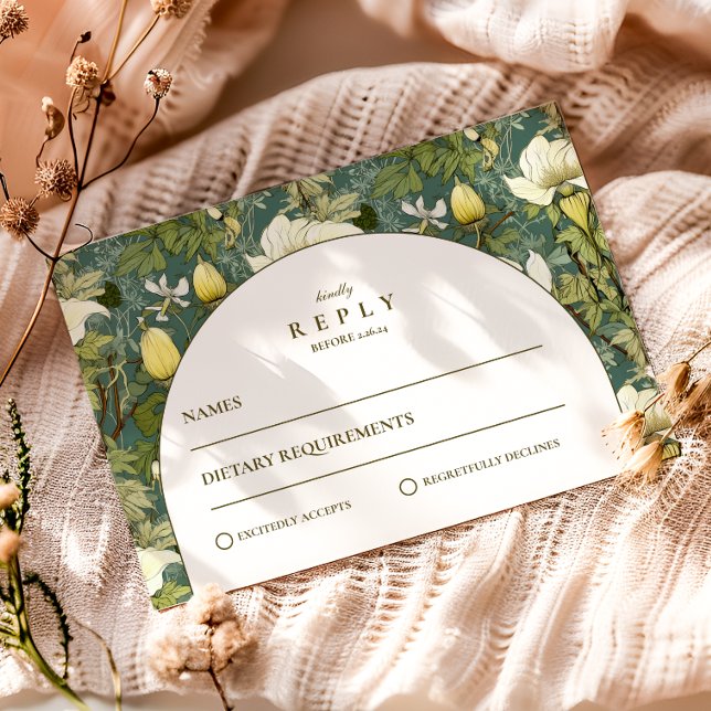 Elegant Botanical Arch Garden Wedding RSVP Card (Creator Uploaded)