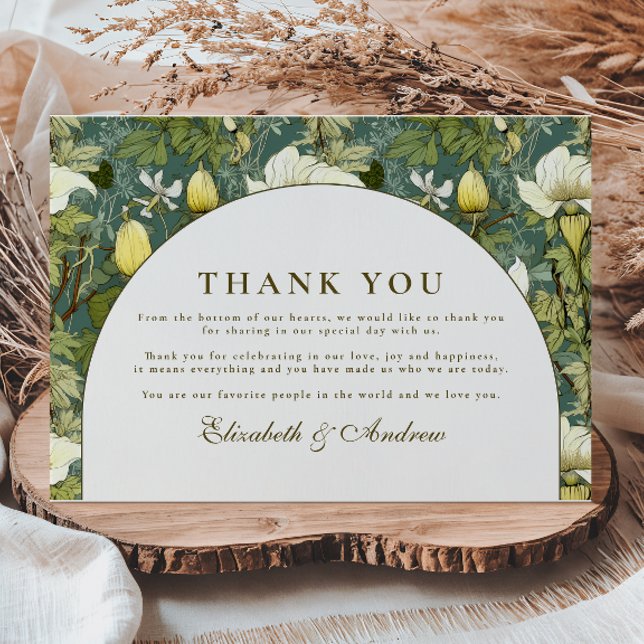 Elegant Botanical Arch Garden Wedding Thank You Card (Creator Uploaded)