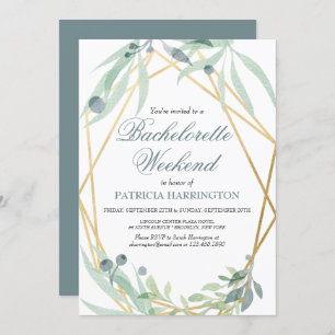 Elegant Botanical Bachelorette Weekend Itinerary Invitation