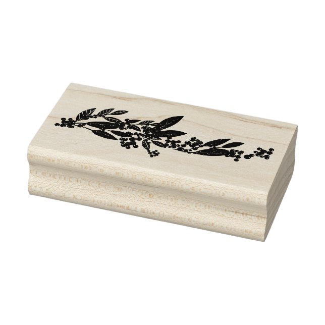 Elegant Botanical Berry Christmas Rubber Stamp (Stamp)