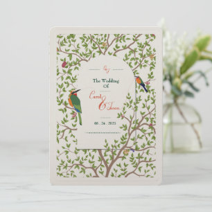 Elegant Botanical Bird Menu Template – Wedding