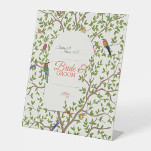 Elegant Botanical Bird Pedestal Sign