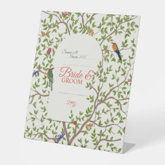 Elegant Botanical Bird Pedestal Sign