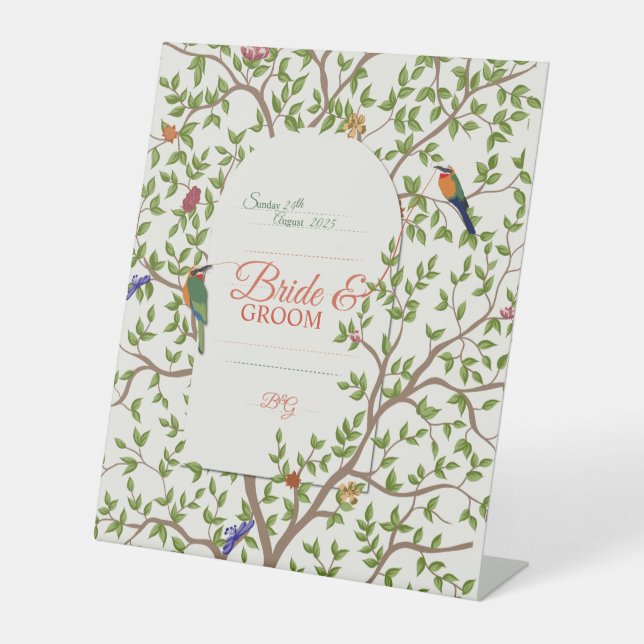 Elegant Botanical Bird  Pedestal Sign (Front)