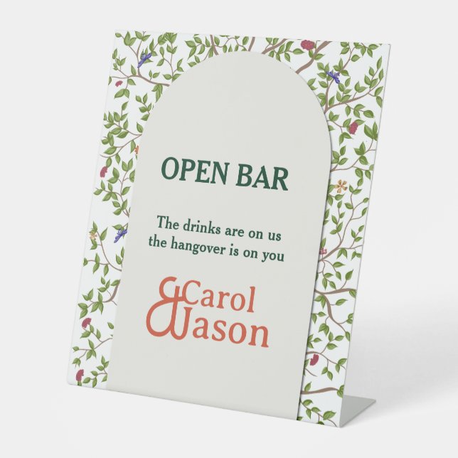 Elegant Botanical Bird  Pedestal Sign (Front)