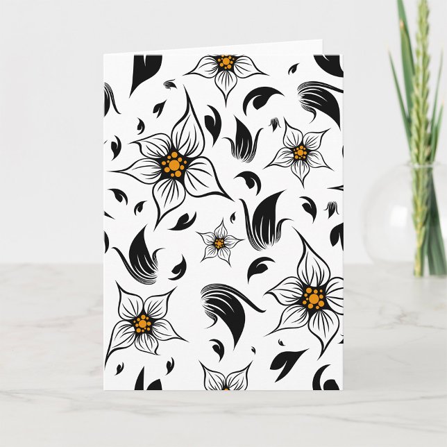 Elegant Botanical Black and White Floral Pattern Card (Creator Uploaded)