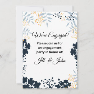 Elegant Botanical Blue Engagement Wedding Invitation