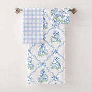 Elegant Botanical Blue Green Hydrangea Bath Towel Set