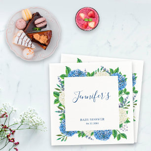 Elegant Botanical Blue Hydrangea Baby Shower Napkin