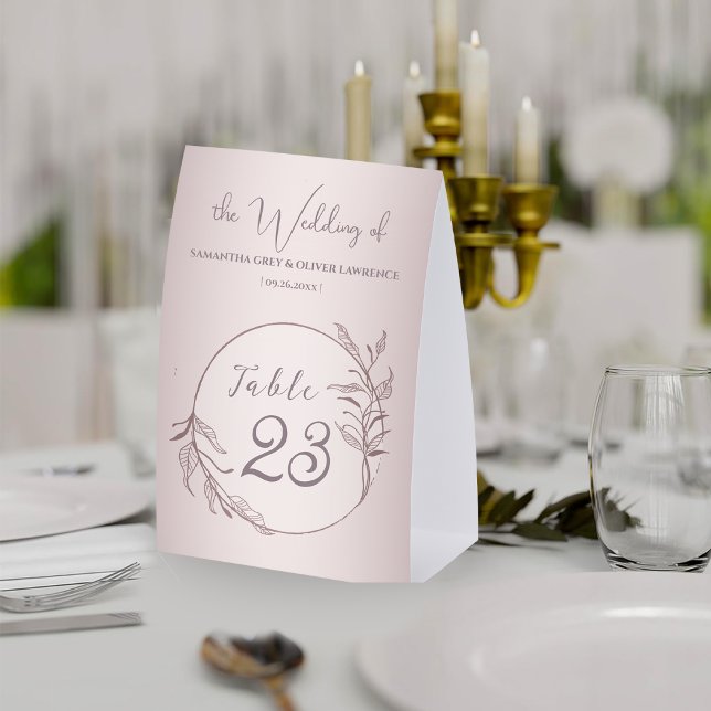 Elegant Botanical Blush Wedding Table Card (Creator Uploaded)