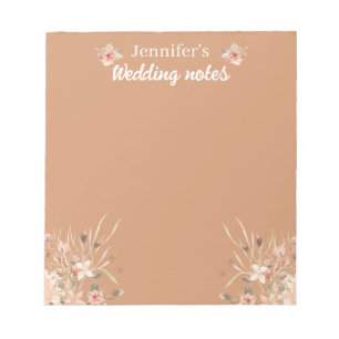 elegant botanical boho brown wedding  notepad