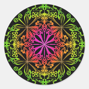 Elegant botanical boho colourful mandala classic round sticker