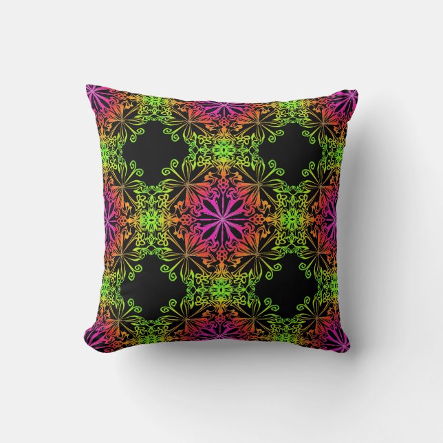 Elegant botanical boho colourful mandala  cushion (Front)