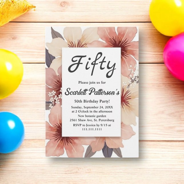Elegant Botanical Boho Watercolor Floral Birthday Invitation (Creator Uploaded)