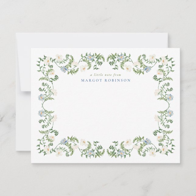Elegant Botanical Border Note Cards (Front)