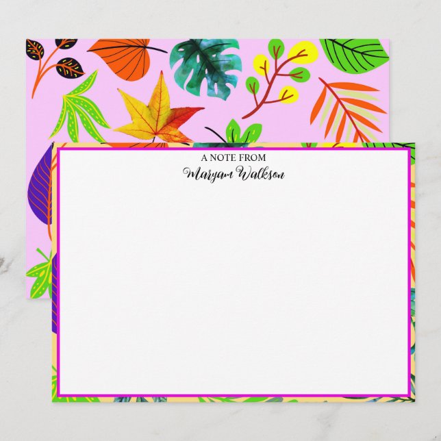 Elegant Botanical Border with Name - Floral Frame Card (Front/Back)