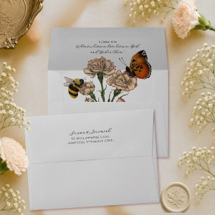 Elegant Botanical Bouquet and Bible Verse Wedding Envelope