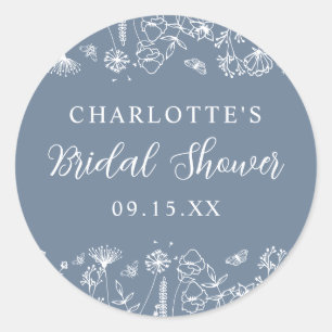 Elegant Botanical Bridal Shower  Classic Round Sticker