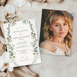 Elegant Botanical Bridal Shower Photo Invitation