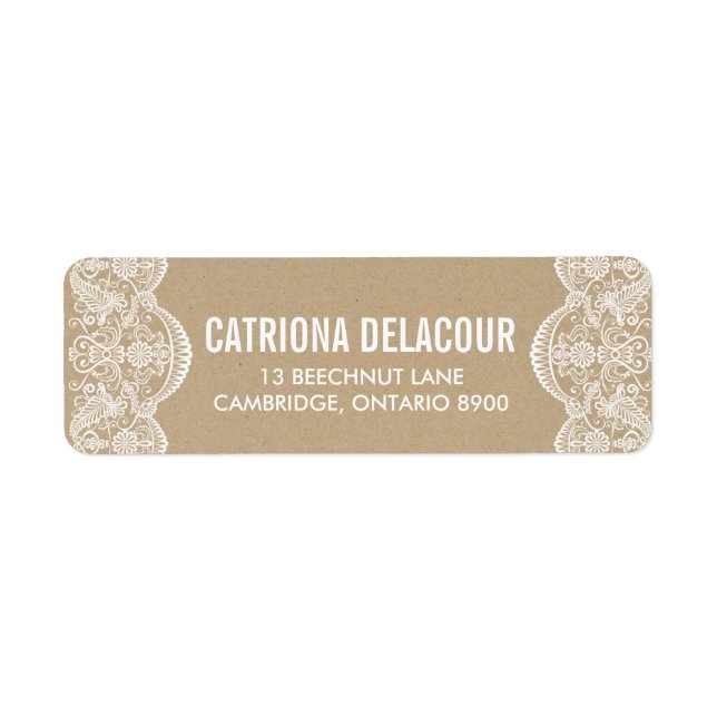 Elegant Botanical Brocade Lace Kraft Paper Wedding (Front)