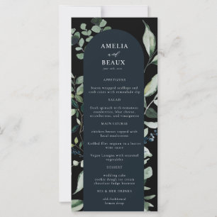 Elegant Botanical Calligraphy Wedding Dinner Menu