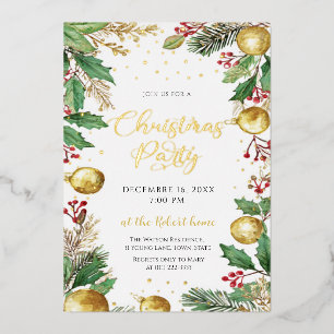 Elegant Botanical Christmas Holiday Party  Foil
