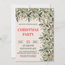Elegant Botanical Christmas Party Invitation