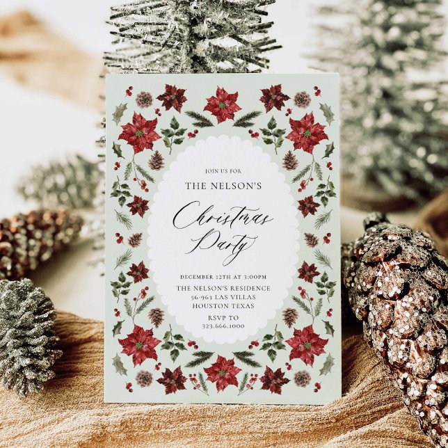 Elegant Botanical Christmas Party Invitation (Elegant botanical Christmas Party Invitation)