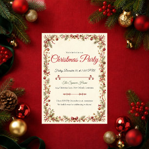Elegant Botanical Christmas Party Invitation