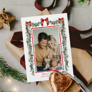 Elegant Botanical Christmas Photo Card