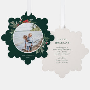 Elegant Botanical Christmas Photo Tree Decoration Card