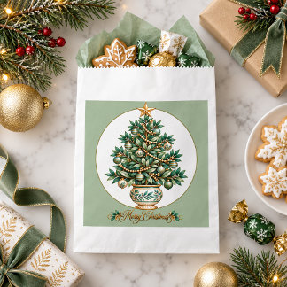 Elegant Botanical Christmas Tree Christmas Favour Bags