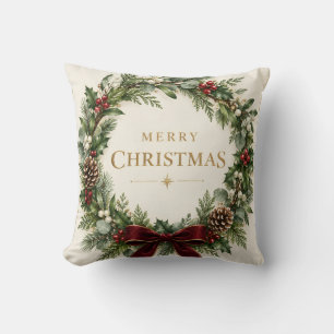 Elegant Botanical Christmas, Vintage Greenery  Cushion
