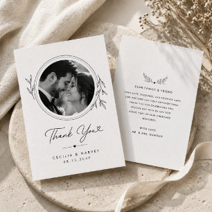 Elegant Botanical Circle Wedding Thank You Card