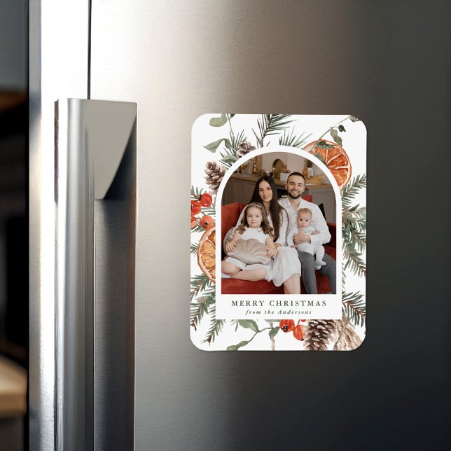 Elegant Botanical Citrus Arch Holiday Photo Magnet (Creator Uploaded)