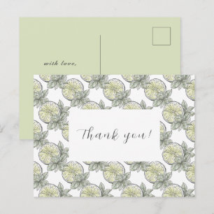 Elegant Botanical Citrus Fruit Thank You Postcard
