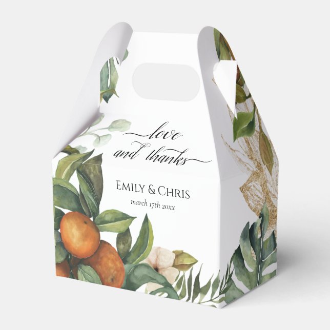 Elegant Botanical Citrus Greenery Favour Box (Front Side)