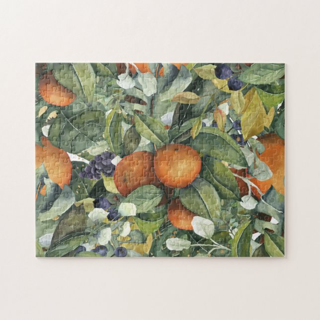 Elegant Botanical Citrus Greenery Jigsaw Puzzle (Horizontal)