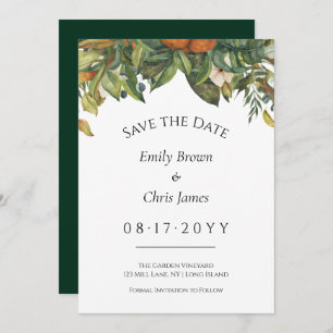 Elegant Botanical Citrus Greenery Wedding Save The Date