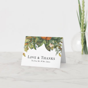 Elegant Botanical Citrus Greenery Wedding Thank You Card