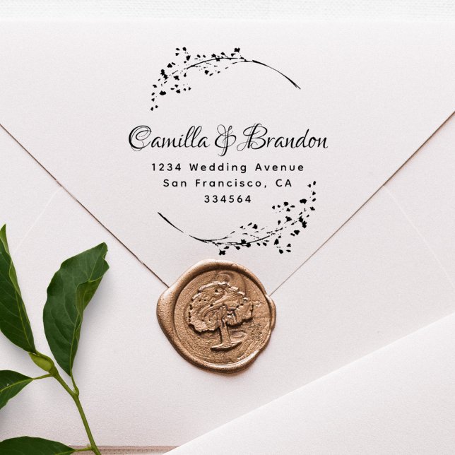 Elegant Botanical Classy Lettering Wedding Address Rubber Stamp (Creator Uploaded)