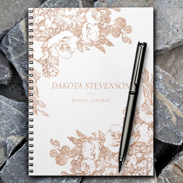 Elegant Botanical | Copper Rose Gold Floral Custom Notebook (Creator Uploaded)