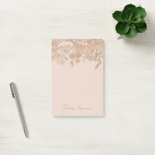 Elegant Botanical   Copper Rose Gold Floral Custom Post-it Notes