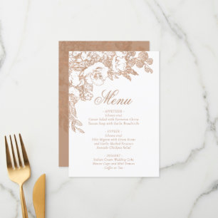 Elegant Botanical   Copper Rose Gold Floral Menu