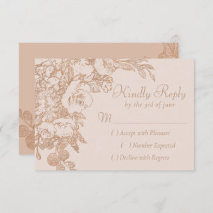 Elegant Botanical   Copper Rose Gold Sophisticated RSVP Card