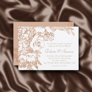 Elegant Botanical   Copper Rose Gold Wedding Invitation