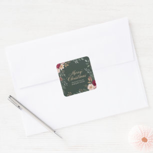 Elegant Botanical Corporate Christmas Square Sticker